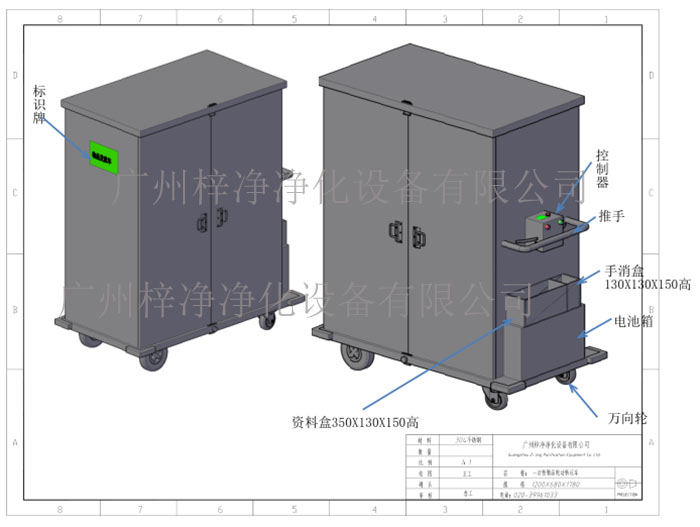 一次性物品電動轉運車產(chǎn)品方案設計示意圖及內部結構